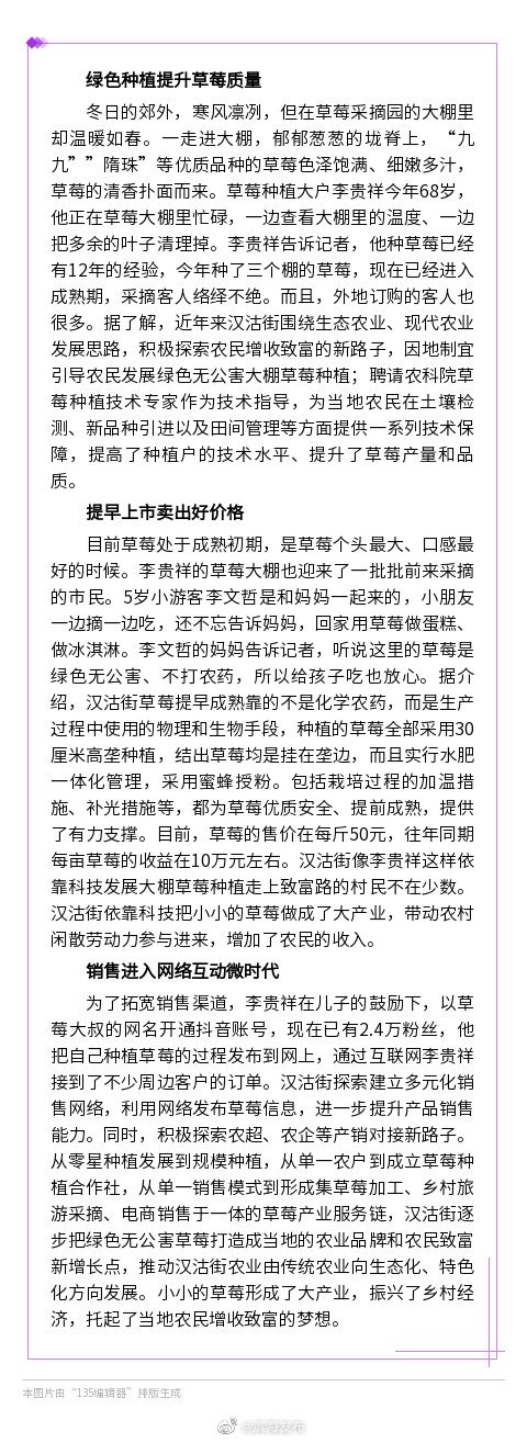 提前一個月上市 漢沽街的草莓熟了