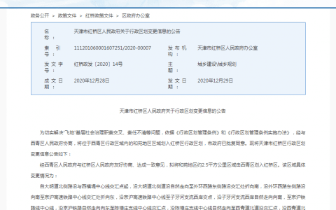 定了！天津西青區(qū)這一區(qū)域劃入紅橋區(qū)